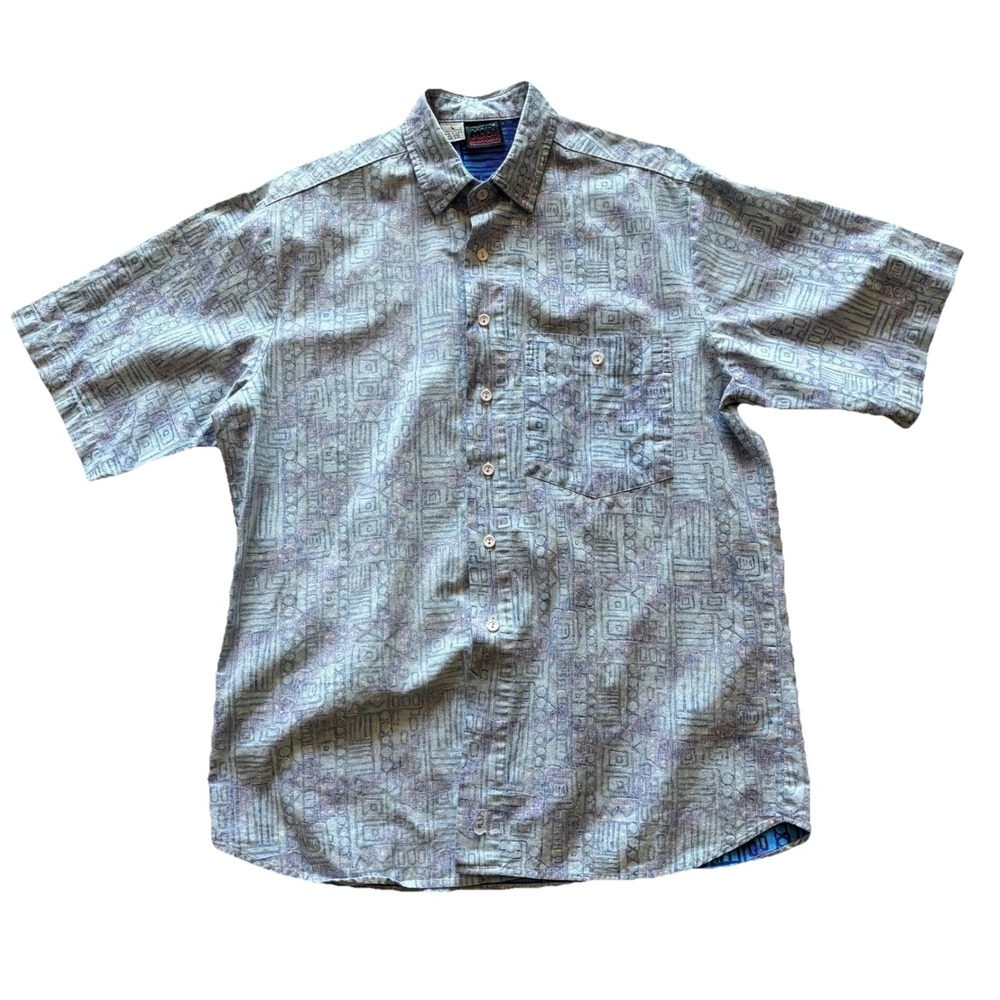 Maui Trading Company‎ Mens Large Vintage 90s Geometric Button Down Shirt USA